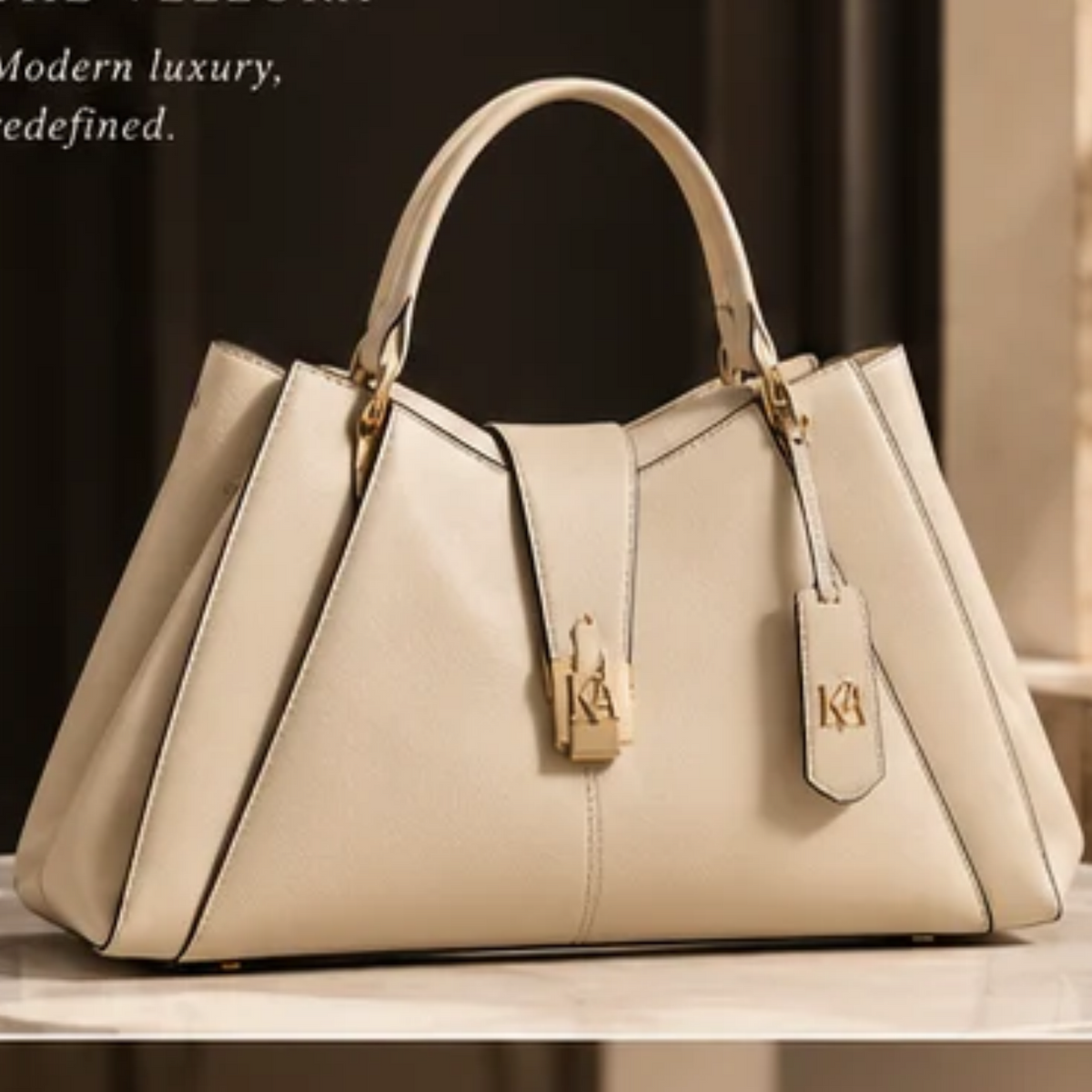 Lumen Structured Tote Sand Beige